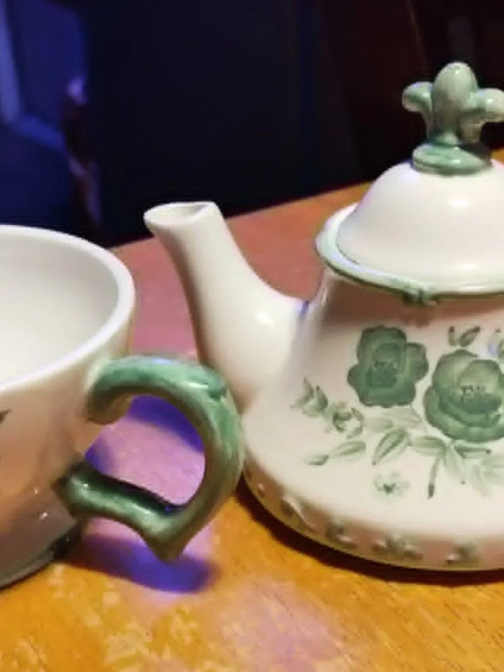porcelain teapot-on-cup set SHIPS FREE